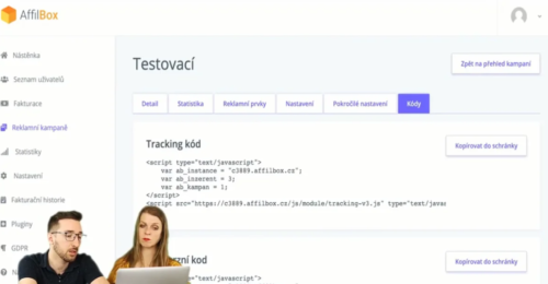 Nastavení affiliate kampaně, nasazení kódů na web, správa partnerů